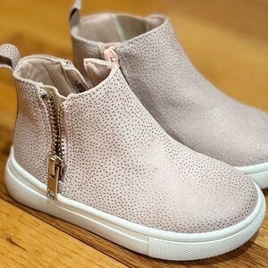 Happily Grey Toddler Pink and Gold Shimmer Dot Zippered Ankle Boots size 7